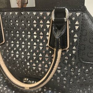 Guess authentic bag Black Perforated Satchel Shoulder Tote  Bag